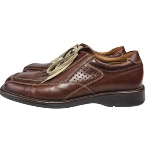 JF J.Ferrar Dark Brown Leather Oxfords Size 10.5 Lace Up Casual Dress Italy